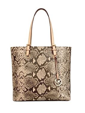 Michael Kors MK Python Embossed Large Beige Tote RETAIL $558
